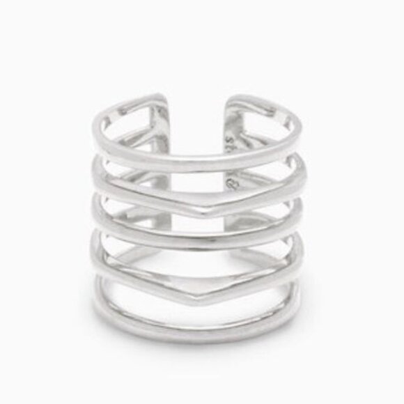 Stella & Dot Maylee Silver Tone Ring Stacked Look - M/L (7-8) - Picture 1 of 5